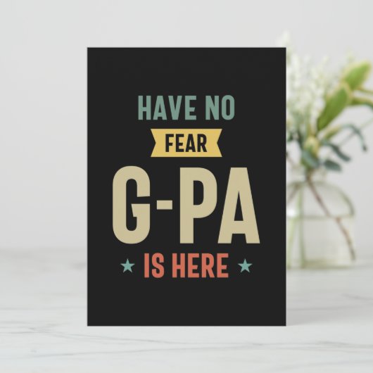 Geen angst voor G-Pa is hier opa Funny Gift Bedankkaart (Staand voorkant)