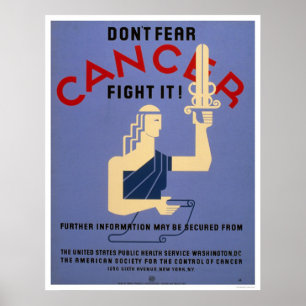 Geen angst voor kanker 1938 WPA Poster