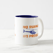 Geen baanvak Geen probleemhelikopterpiloot-Mok met Tweekleurige Koffiemok (Voorkant rechts)