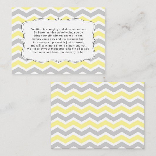 Geen baby shower inlassingskaart, neutraal geslach informatiekaartje (Voorkant / Achterkant)