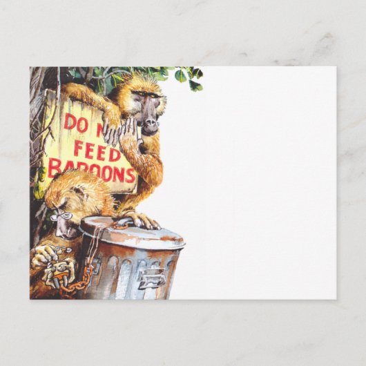 Geen baviaan eten briefkaart (Voorkant)