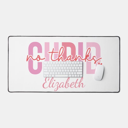 Geen Bedankt Cupid Funny Custom Name Valentijnsdag Bureaumat (Keyboard & Muis)