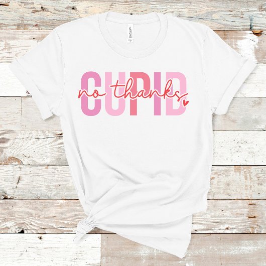 Geen Bedankt Cupid Funny Custom Name Valentijnsdag T-shirt