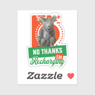 Geen Bedankt, ik ben het opladen van Koala Beer Ba Sticker