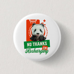 Geen Bedankt, ik ben het opladen van Panda Beer Cu Ronde Button 3,2 Cm
