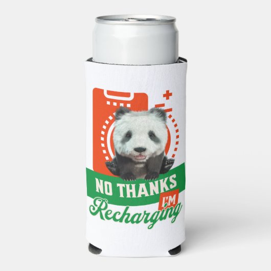 Geen Bedankt, ik ben het opladen van Panda Beer Cu Seltzer Blikjeskoeler (Seltzer Voorkant)