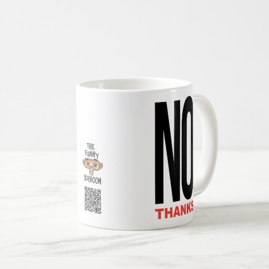 Geen bedankt wit koffiemok (Voorkant rechts)