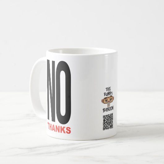 Geen bedankt wit koffiemok (Voorkant links)