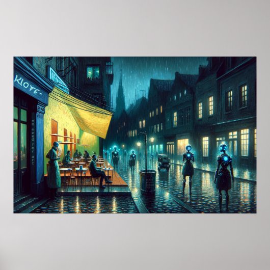 'Geen behoefte aan kunst' (Café Terrace Noir) Poster (Voorkant)