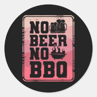 Geen Bier Geen BBQ Byrbecue Grill Gril Cook Ronde Sticker