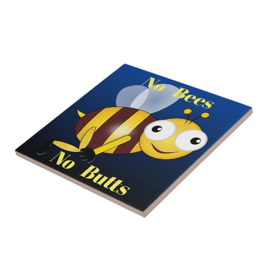 Geen Bijen Geen Butts Keramische Tegel Tegeltje (Zijkant)