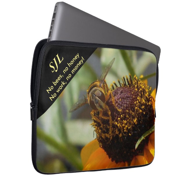 "Geen bijen, geen honing" neopreen laptophoes Laptop Sleeve (Voorkant Rechts)