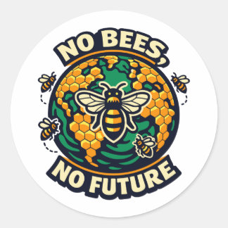 Geen Bijen Geen Toekomst Bijenbescherming Ronde Sticker