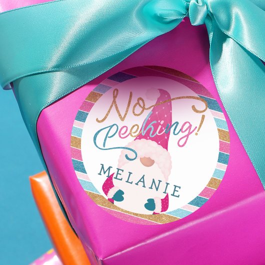 Geen bliksem voor de kerstman met glitter Stripe G Ronde Sticker