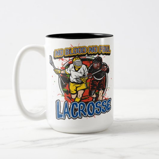 Geen bloedlacrosse tweekleurige koffiemok (Links)