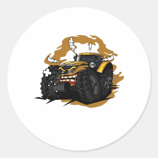 Geen boeren geen voedsel boze tractor ronde sticker (Voorkant)