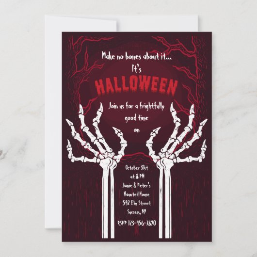 Geen Bones Over Deze Halloween Uitnodiging (Voorkant)