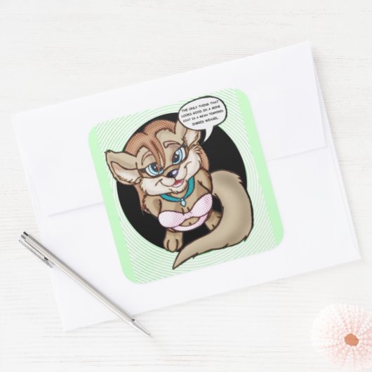 geen bont vierkante sticker (Envelop)