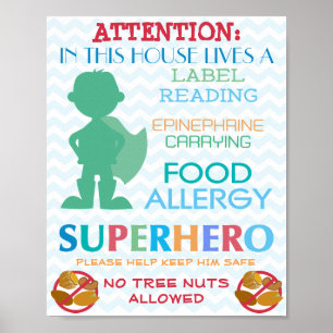 Geen boomnoten Toegestaan Superheld Boy Sign for H Poster