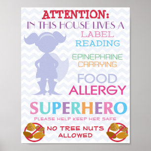 Geen boomnoten Toegestaan superheld Girl Sign for Poster