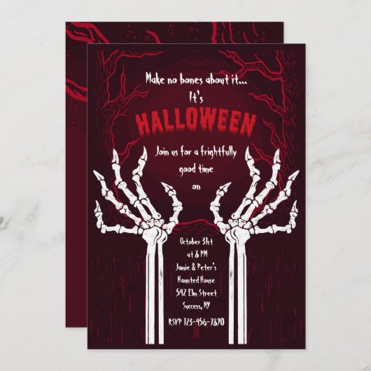 Geen Botten over de uitnodiging van het Halloween (Voorkant / Achterkant)