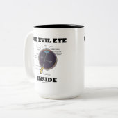 Geen boze oog binnen (anatomische eyeball Humor) Tweekleurige Koffiemok (Voorkant links)