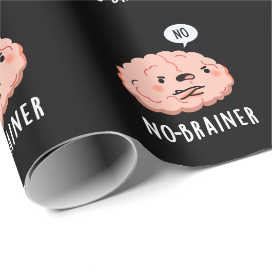 Geen Brainer Funny Anatomy Brain Pun Dark BG Cadeaupapier (Rol Hoek)