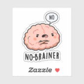 Geen Brainer Funny Anatomy Brain Pun Sticker (Vel)