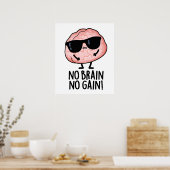 Geen Brein Geen Aanwinst Grappige Hersenwoordspeli Poster (Keuken)