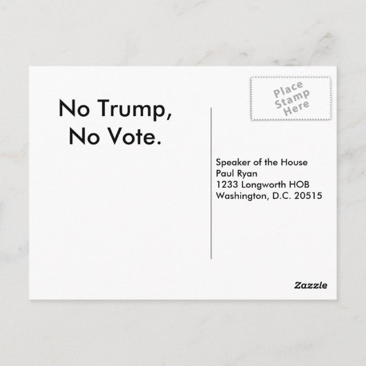 Geen Briefkaart om te stemmen tegen voorzitter Rya (Achterkant)