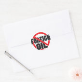 Geen buitenlandse olie ronde sticker (Envelop)
