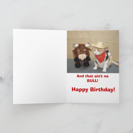 Geen Bull Birthday Kaart (Binnen)