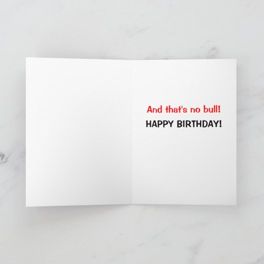GEEN BULL! Over de heuvelverjaardagskaart. Kaart (Binnen)