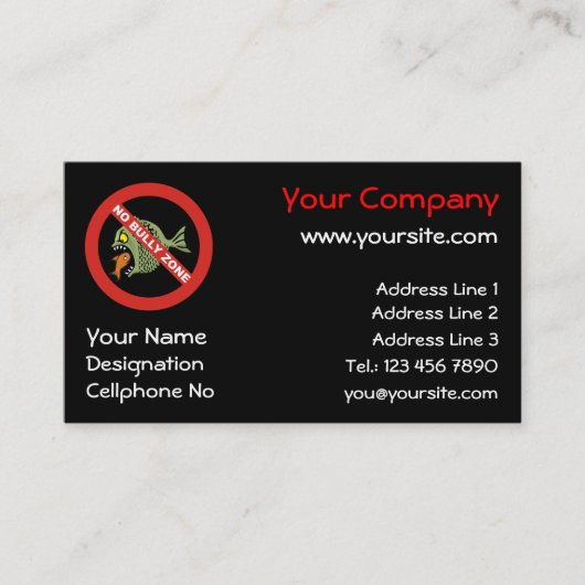 Geen Bully Zone Visitekaartje (Voorkant)