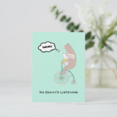 Geen Bunny's Luisterende Whimsical Funny Illustrat Briefkaart (Staand voorkant)