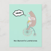 Geen Bunny's Luisterende Whimsical Funny Illustrat Briefkaart (Voorkant)