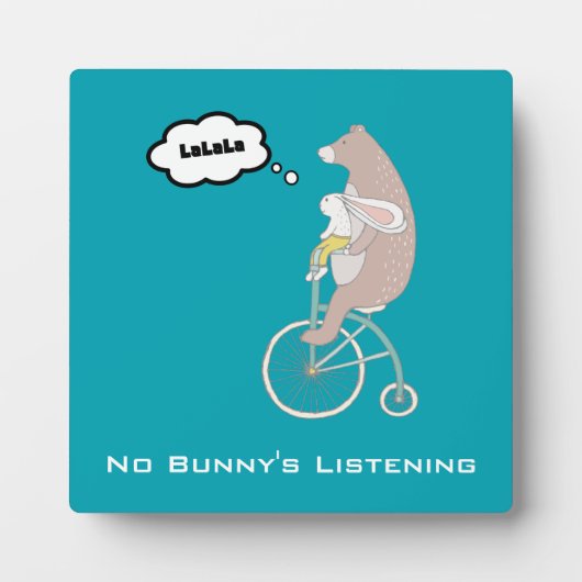 Geen Bunny's Luisterende Whimsical Funny Illustrat Fotoplaat (Voorkant)