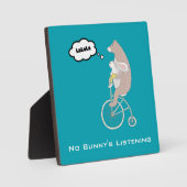 Geen Bunny's Luisterende Whimsical Funny Illustrat Fotoplaat (Voorkant)