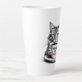 Geen cafeïne, geen genade Kat Koffieliefhebber  Latte Mok (Voorkant)