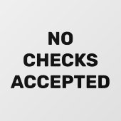 Geen Cheques Aanvaard Zakelijke Winkel Kennisgevin Raamsticker (Vel)