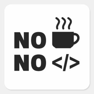 Geen code koffie vierkante sticker