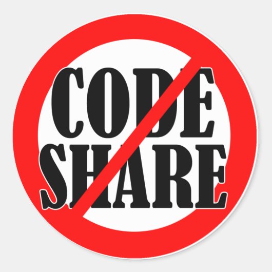 Geen codeshare! ronde sticker (Voorkant)