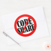 Geen codeshare! ronde sticker (Envelop)