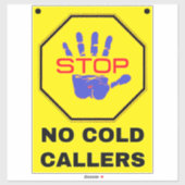 Geen Cold Callers Bord - Geel Stop Sticker (Vel)