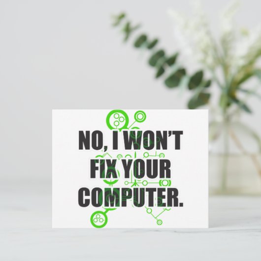 Geen computers repareren briefkaart (Staand voorkant)