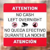 Geen contant geld over 's nachts deur venster teke raamsticker (Vel 2)