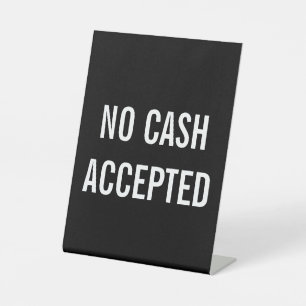 Geen contanten geaccepteerd reclamebord met voetstuk