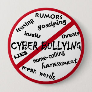 Geen cyberpesten, intimidatie, bedreigingen, enz.  ronde button 4,0 cm
