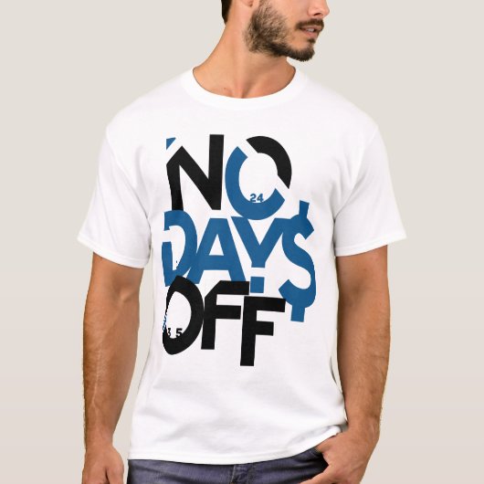 Geen dagen uit kleding: blauw zwart-wit T-shirt (Voorkant)