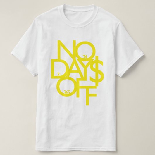 Geen dagen uit wit/geel t-shirt (Design voorkant)
